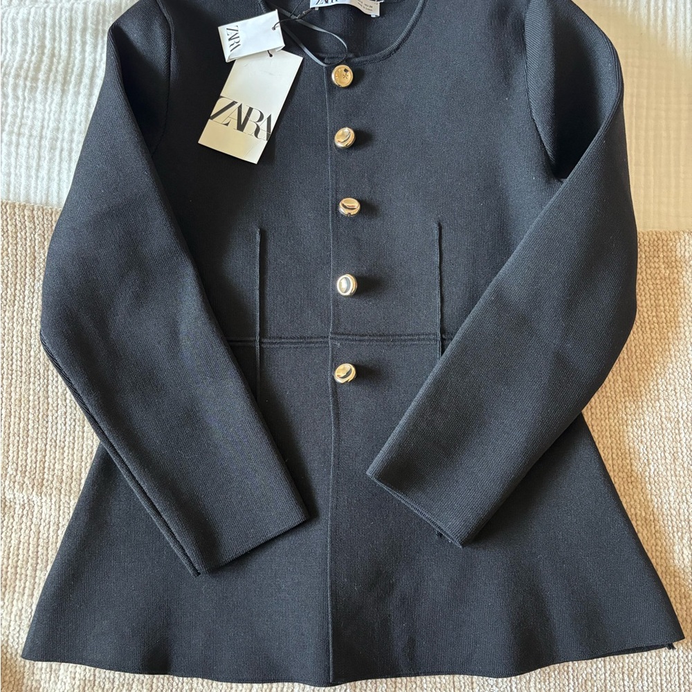 Zara Black Coat with Gold Buttons